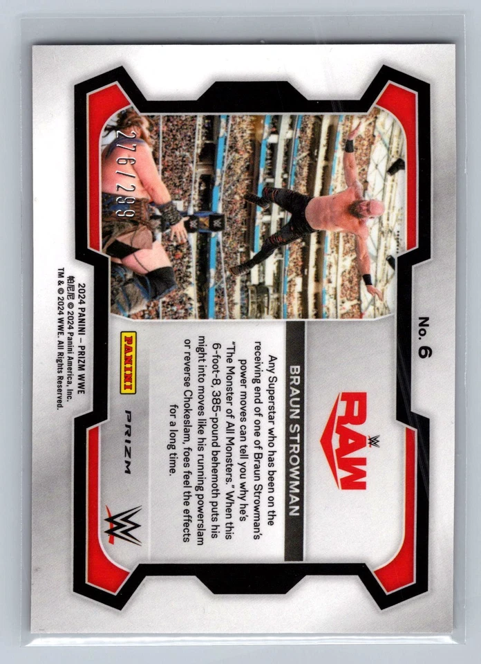 2024 Panini Prizm WWE #6 Braun Strowman Red Prizms #/299 - Image 2 of 2