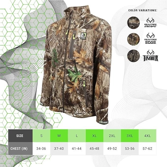 New $138 Realtree Edge  ELEMENT OUTDOORS Prime Series Light/Mid Jacket Men's M - Image 3 of 4