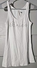 Gilligan Omalley Womens Tank M White Top Embellished "Bride" Bridal Bridesmaid