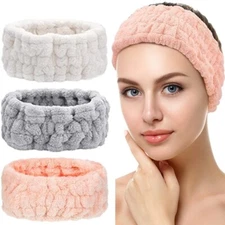 3-Pack Spa Headband for Women – Microfiber Facial Makeup Elastic Hairbands Set