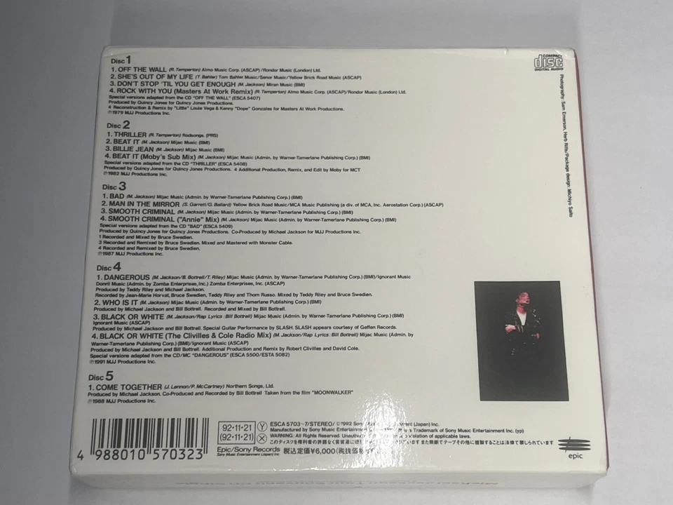 MICHAEL JACKSON Tour Souvenir CD Single JAPAN-ONLY 5 x 5" CD BOX SET ESCA-5703~7 - Image 2 of 4