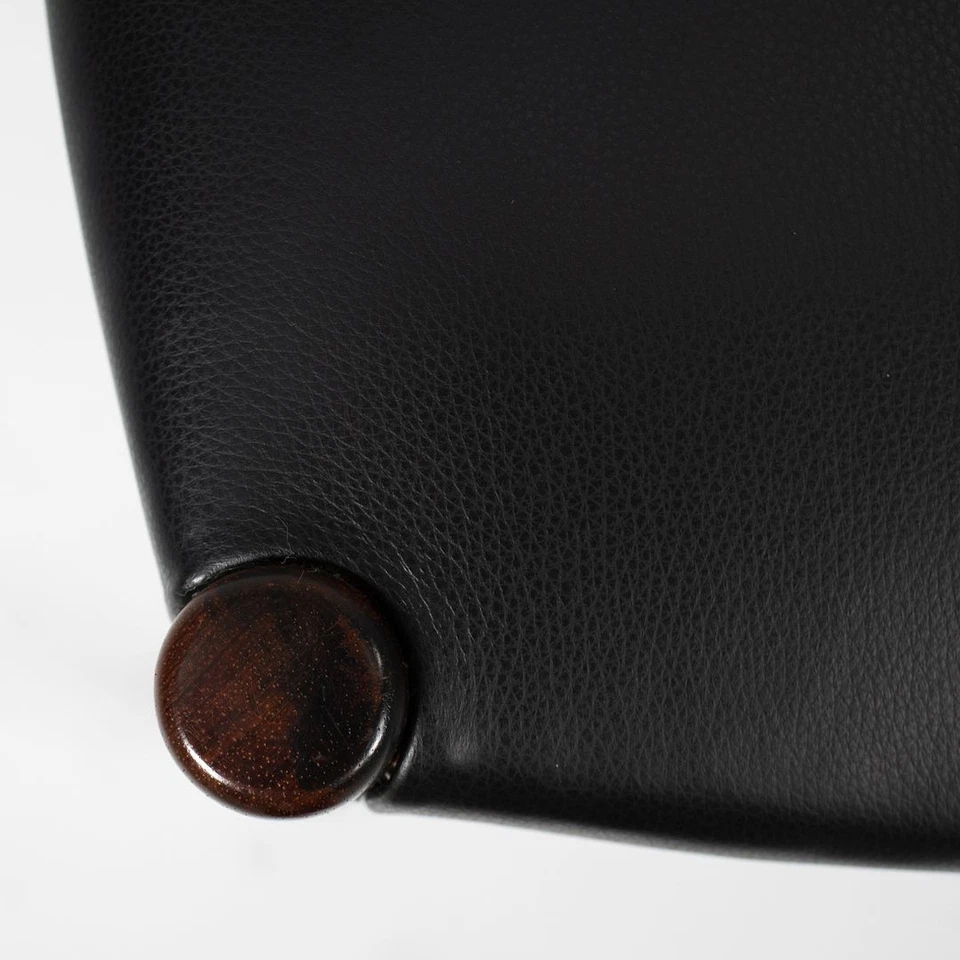 1950s Danish Leather Stool by Ejner Larsen & Aksel Bender Madsen for Willy Beck - Image 4 of 4