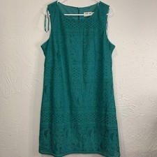 Eliza J Womens Size 14 Dress Teal Green Lace Overlay A-Line Shift Mini Dress
