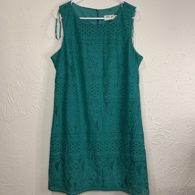 Eliza J Womens Size 14 Dress Teal Green Lace Overlay A-Line Shift Mini Dress  | eBay