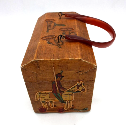 Cartera Estuche Decoupaged Madera De Colección con Mango de Baquelita Juguete Francés Diseño Soldados - Imagen 7 de 14