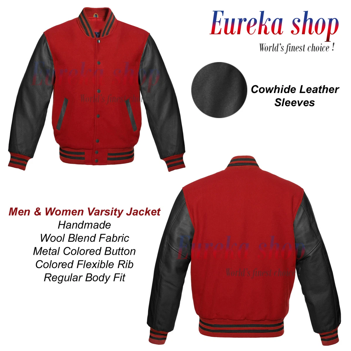 Varsity Bomber Letterman Jacket High Quality Wool Real Cowhide Leather Sleeves