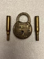 Vintage Eagle Padlock Lock TERRYVILLE.CONNUSA. With (2) Vintage Bullet Shells