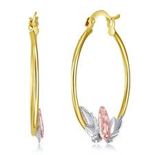 Wellingsale 14k Tri Color Gold 2.5mm Guadalupe Hoop Earrings 38mm Diameter 