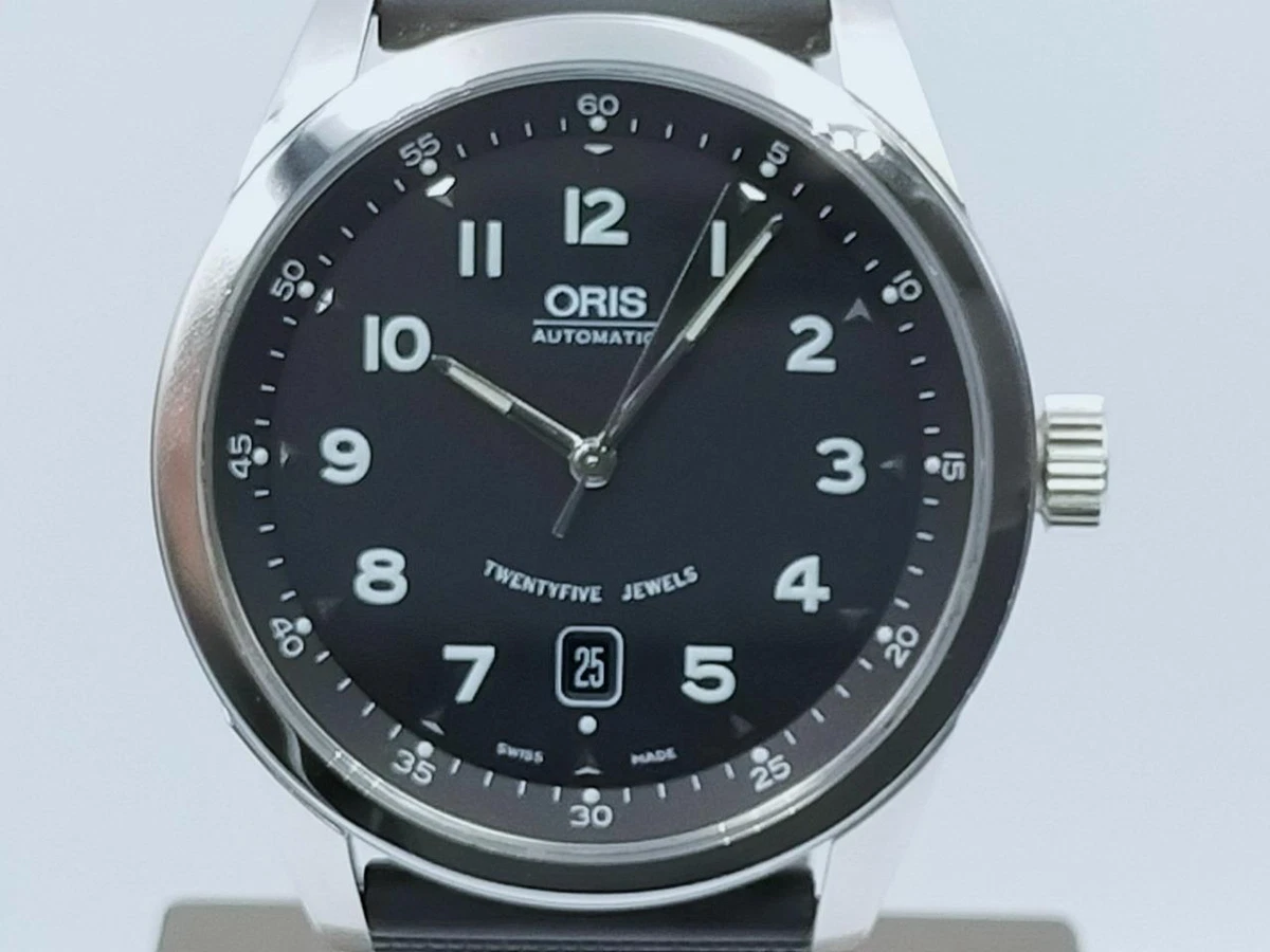 Authentic ORIS Classic XXL 7512 Black Dial Auto 44mm Stainless Steel Watch