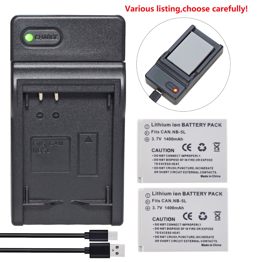 NB-5L Battery or Charger for Canon PowerShot SX220 HS S100 S110 IXUS 90 800  IS