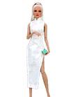 Barbie Doll Dress White Chinese Cheongsam Evening Gown 1/6 11.5" Clothes Outfit