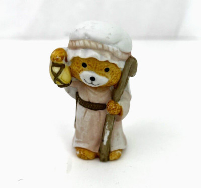 Vintage Ceramic Christmas Bear Shephard Figurine made in Taiwan