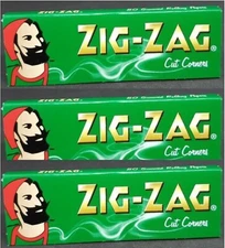3 PACKS Zig Zag Green Rolling Papers Cut Corners *Best Price* *USA SHIPPED*