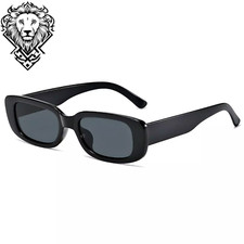 Womens Rectangle Sunglasses Outdoor UV Protection Black Small Fashion