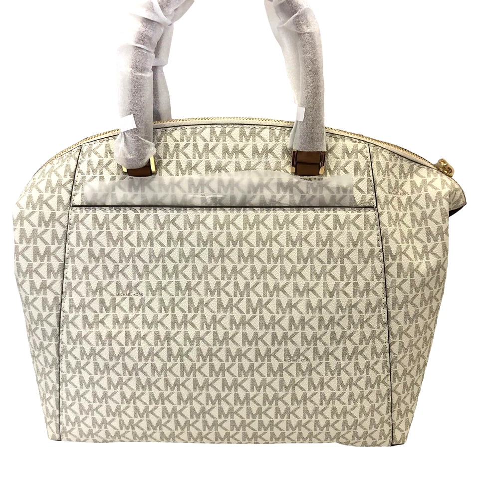 Bolso Bandolera Michael Kors RILEY Grande Firma Lona Recubierta Logo VAINILLA Nuevo Foto 4 de 4