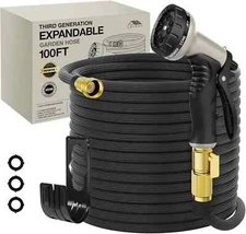 100FT HEAVY DUTY EXPANDABLE GARDEN HOSE 3-LAYER FLEXIBLE PIPE 10 FUNCTION SPRAY