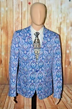 Suslo Couture Men Paisley Double Vent 1 Front Button Sports Coat Sz 42SH