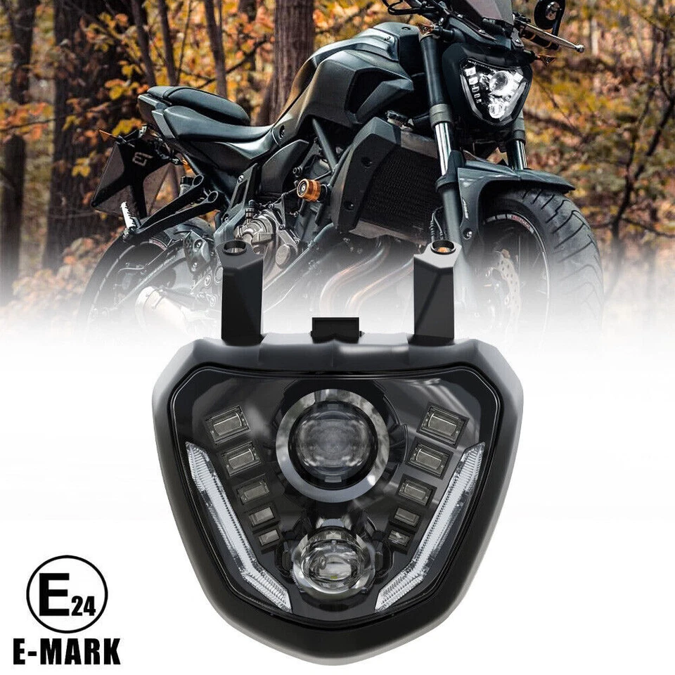 Conjunto de faros LED para Yamaha MT07 FZ07 MT-07 FZ-07 DRL 2014 2015 2016 2017 Foto 2 de 4