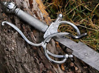 Handmade Damascus Steel Medieval / Rapier Sword With Leather Sheath