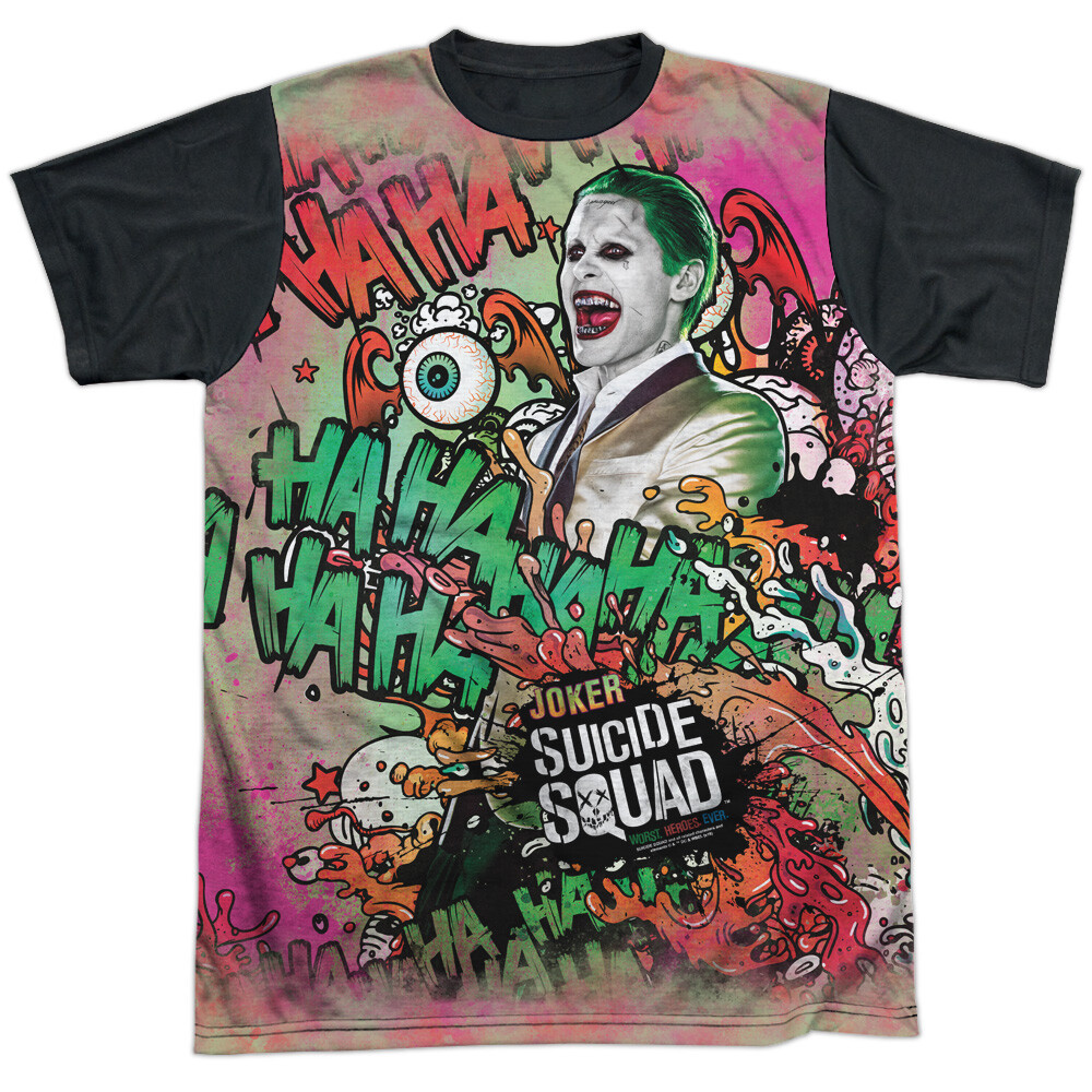Suicide Squad Joker Psychedelic Cartoon Adult Costume T Shirt (Black  Back),S-3XL