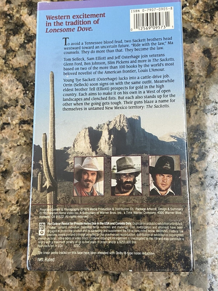 Vintage The Sacketts Tom Selleck Sam Elliot Factory Sealed Rare VHS Watermarks Foto 4 de 4