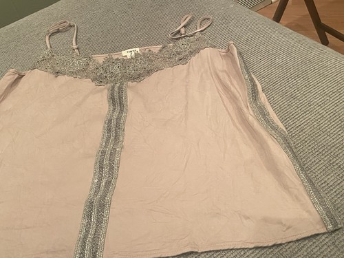 Anthropologie Lace Pink Cami Embroidered Womens Size Large Tank Adjustable Strap - Picture 12 of 17