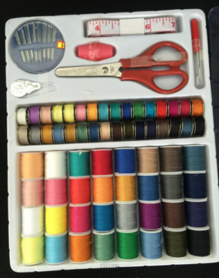 100PC Sewing Kit Thread Threader Needle Tape Storage Box Measure ...
