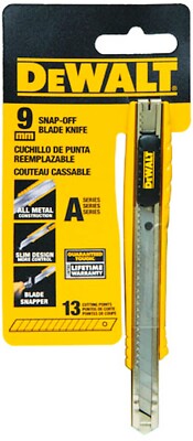 DeWalt Snap Off Knife Metal Box CuTTer 9mm Blade Sharp Point BOXCUTTER DWHT10037