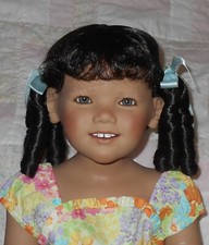 WEE 3 CAROL Doll Wig SZ 14-15.5 DK BROWN Sausage Curl Ponytails NO Part A NWT