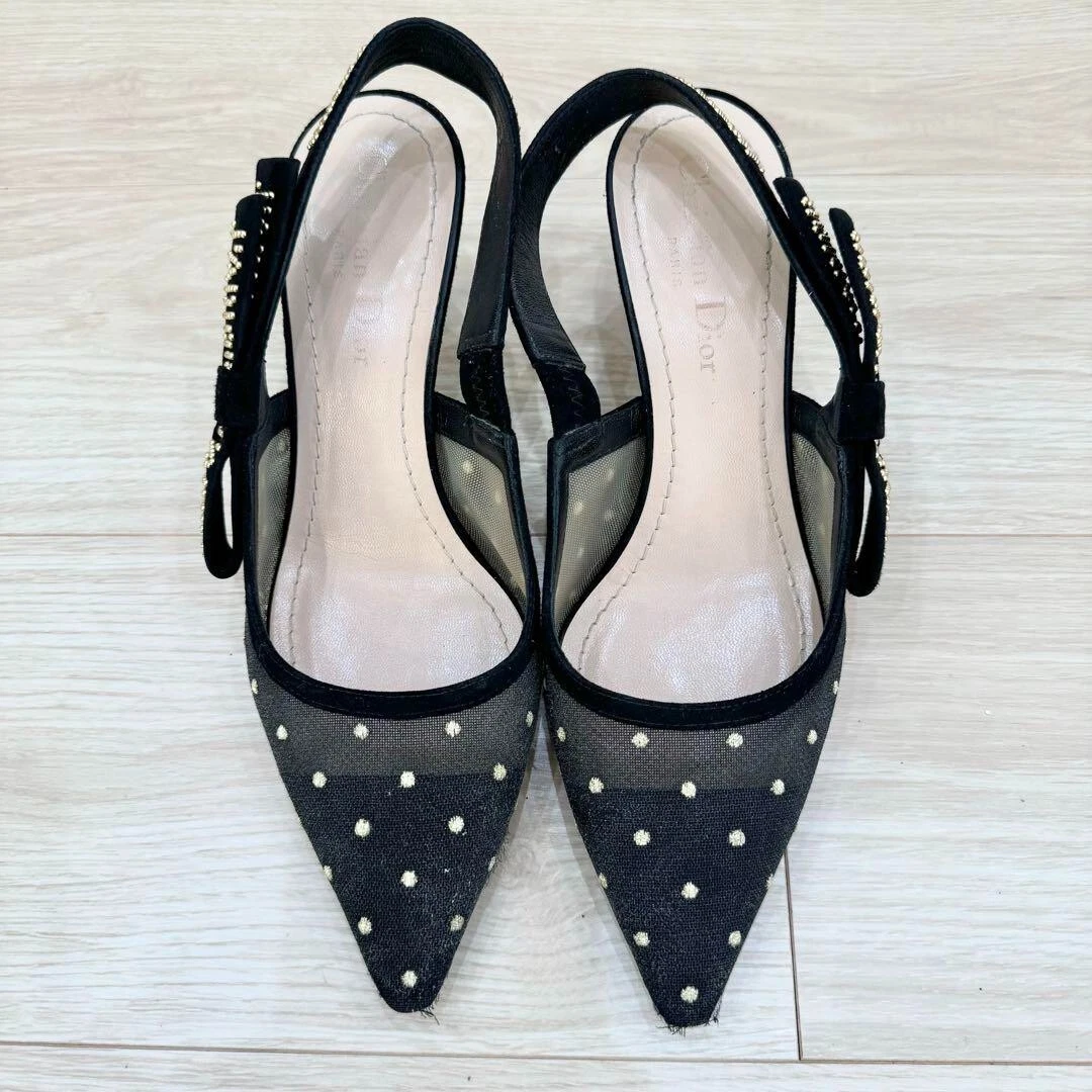 Christian Dior Chaussures Escarpins Talon J'ADIOR Dot Slingback EU36/US6 Noir Authentique