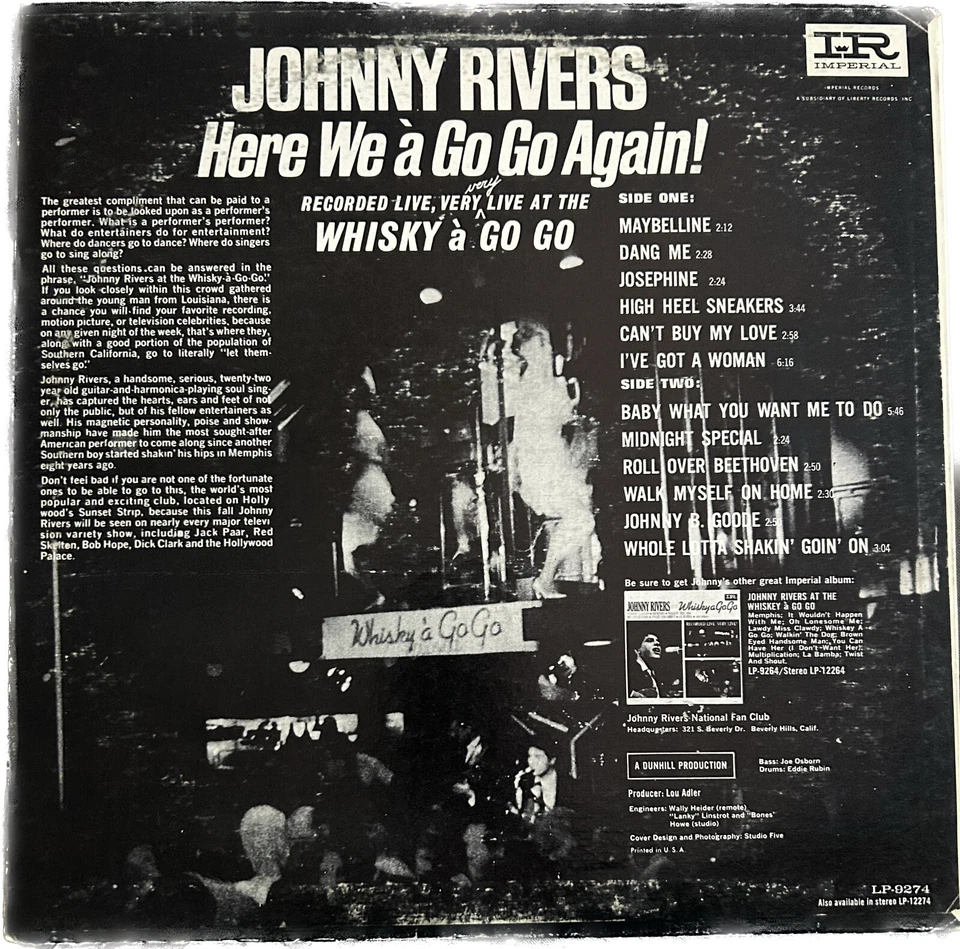 Johnny Rivers Here We A Go Go Again LP Imperial LP-9274 Vinyl Record Foto 2 de 4