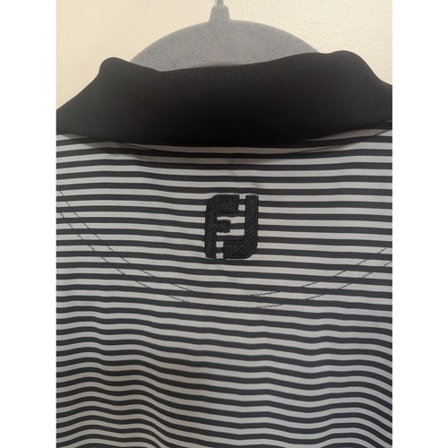 FootJoy FJ Golf Performance Polo Mens Size L Black and White Striped Shirt - Picture 6 of 6