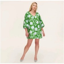 NWT Kate Spade Target Rose Poplin Mini Puff Sleeve Dress Green Blue 2X