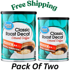 2 pack Great Value Decaf Classic Medium Roast Ground Coffee, 9.6 oz