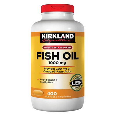 Kirkland Fish Oil 1000 mg, 300mg Omega-3, 400 Softgels  EXP 11/2027 New Free SH