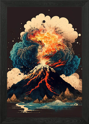 Gerahmtes Wandbild Vulkanlandschaft Poster Leinwanddruck Bild