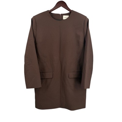 Gestuz PaulaGZ Dress Size 36 Brown Long Sleeve Shift Pockets Minimalist Office