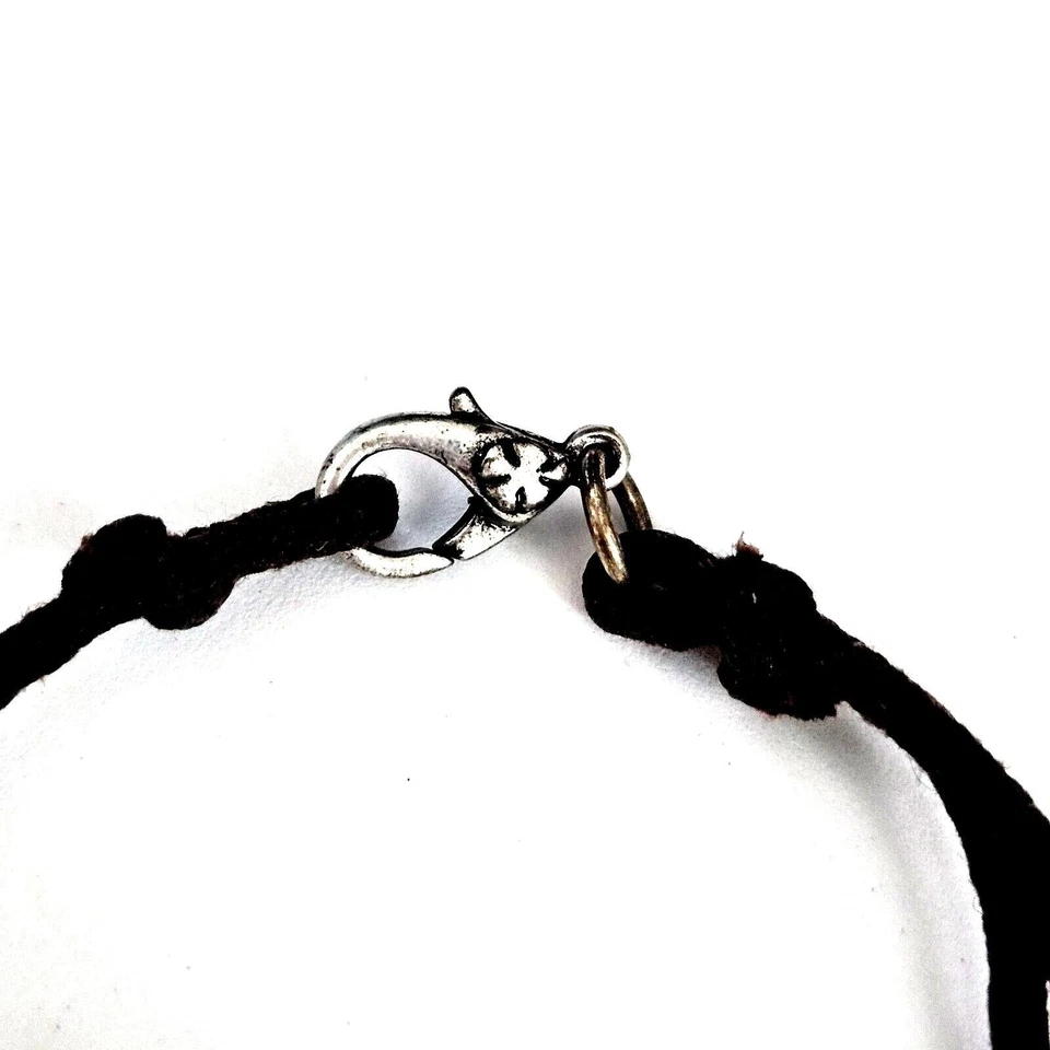 Pulsera Lucky Brand 7" Banda Cuero Marrón Tono Plateado Boho LUCK Charm Foto 3 de 4