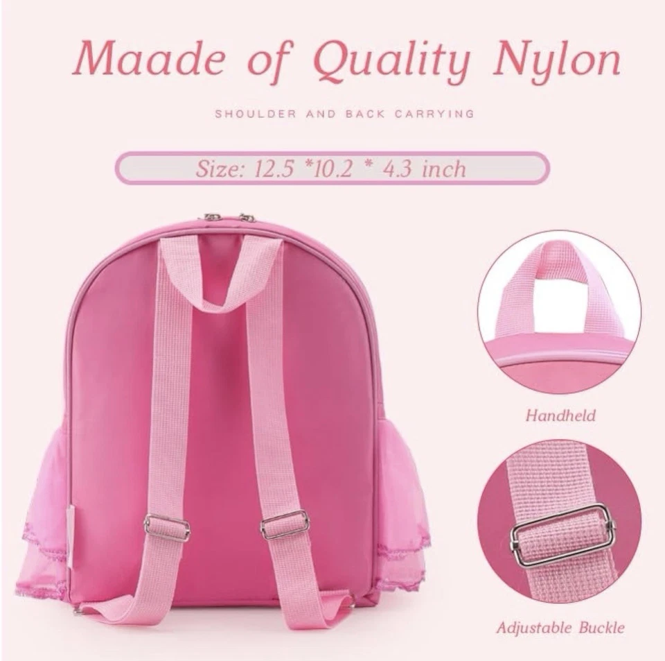 Cute Ballet Dance Bag Princess Backpack Pink Shoulder Bag Girls - Image 3 of 4