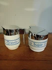Vintage Gemco milk glass with snowflake design covered sugar and  creamer set