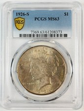 1926 S Peace Dollar PCGS MS-63