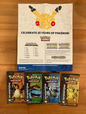 pokemon booster box generations Pokemon TCG Generations Booster Pack Art Set (Set of 4 Booster Packs)  SEALED