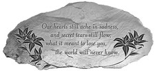 Cathedral Art Our Hearts Still Ache Memorial Garden Stone, Metal Garden Stepp...