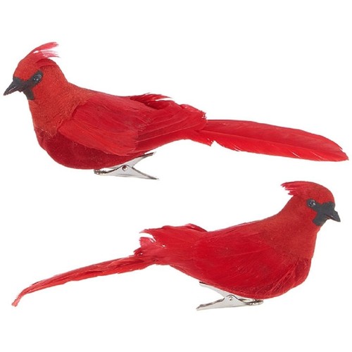 - 7-inch Clip-On Cardinal Ornaments - Set of 2 Assorted