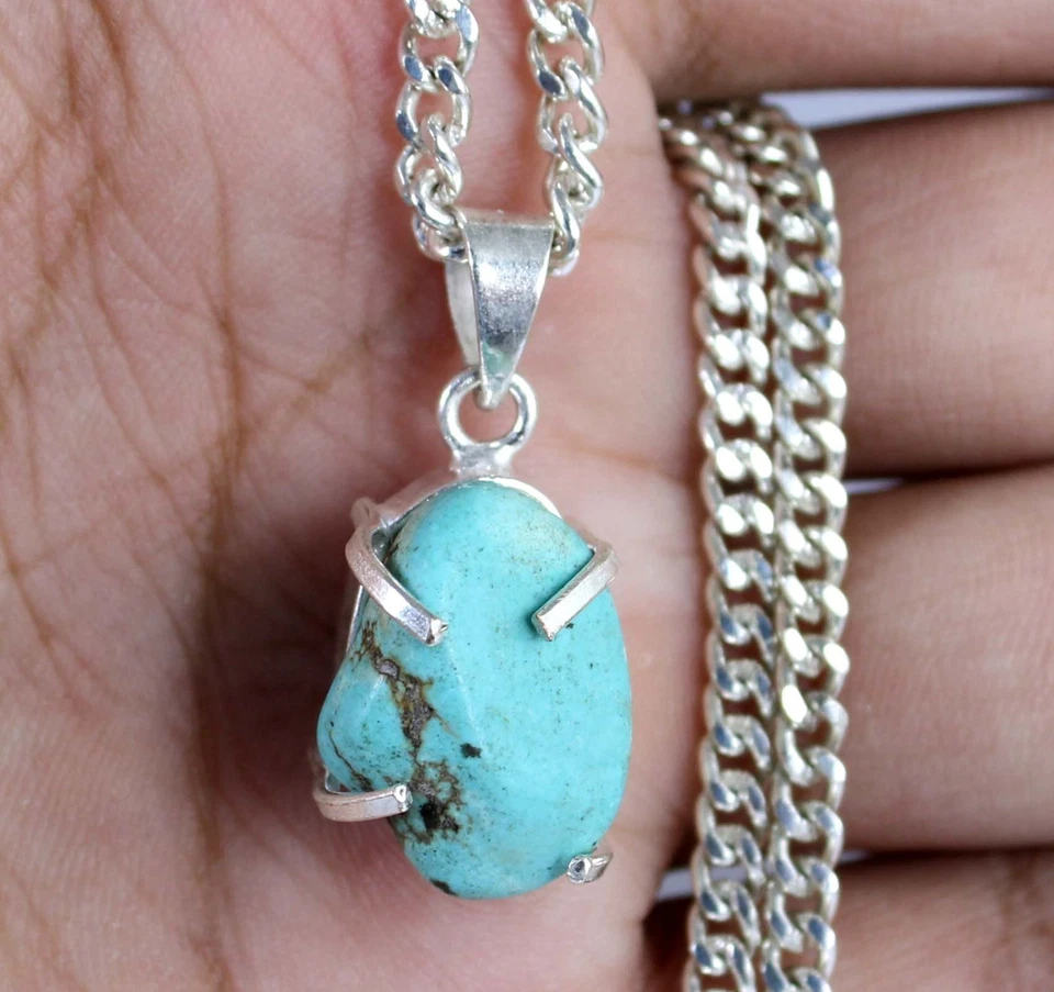 Ciondolo grezzo naturale Arizona blu turchese 14,85 carati con pietra... - Immagine 4 di 4