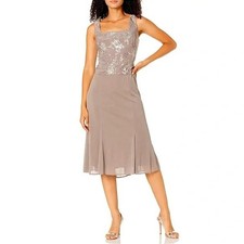 Alex Evenings Womens Dress Size 18 Sequin Bursts Sleeveless Chiffon Cocktail New