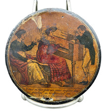 ANTIQUE LAQUER SNUFF BOX FRENCH SCENE with provenance