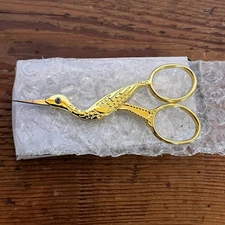Stork Crane Embroidery Scissors Curved Blade 4" New