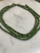 4 Strands Green Stone Rondelle Beads Heishi Gemstone Jewelry Making Lot