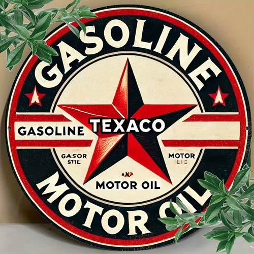 Vintage Texaco Gasoline Motor Oil Aluminum Tin Metal Signs Home Décor 8x8 Retro